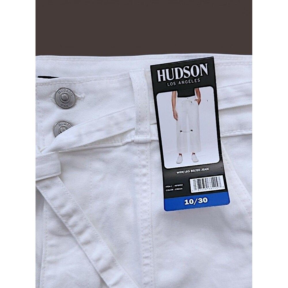 HUDSON Women's Wide-Leg Belt Mid-Rise White Jeans Size 10/30 (Medium)Trendy Pant - Picture 11 of 13